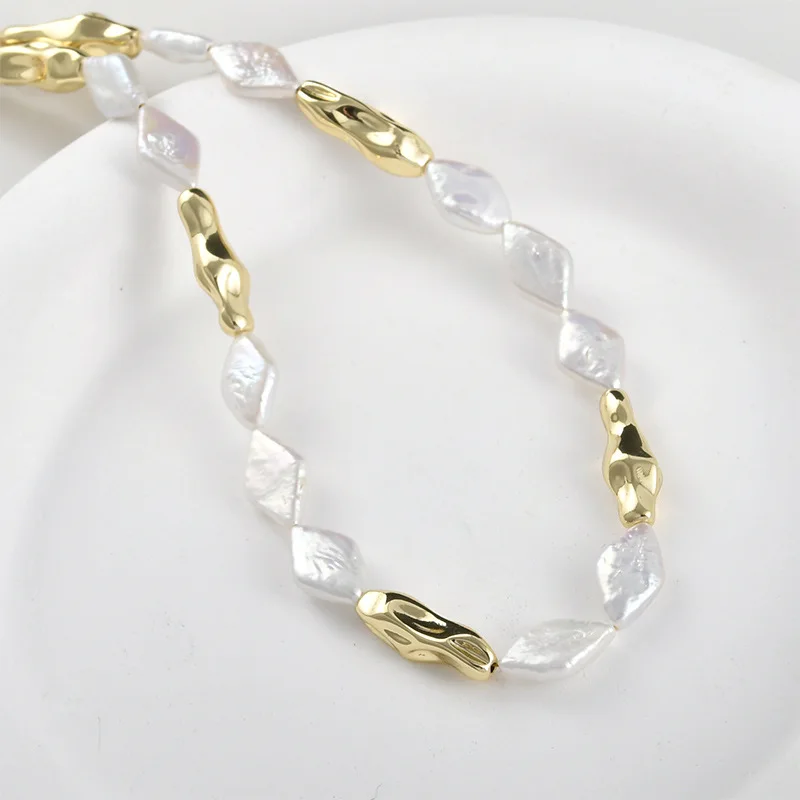 14k Gold Color Baroque Concave-convex Surface Long Strip Bead Partition DIY Handmade Bracelet Necklace Earrings Accessories