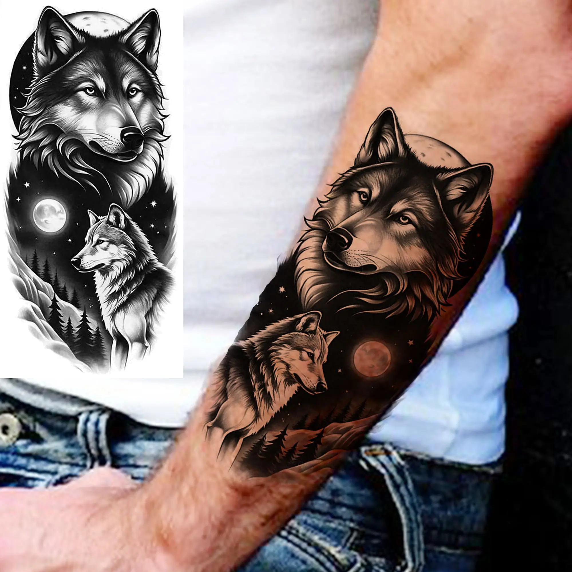 1 Sheet Realistic Pigeon Lion Wolf Temporary Tattoos For Men Women Waterproof Tatoos Skull Dragon Warrior Fake Tattoo Stickers