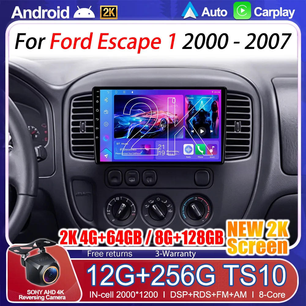 Android 16 Car Radio For Ford Escape 1 2000 2001 2002 - 2007 GPS Navigation 2K QLED Multimedia Video Player 8 Core Touch Screen