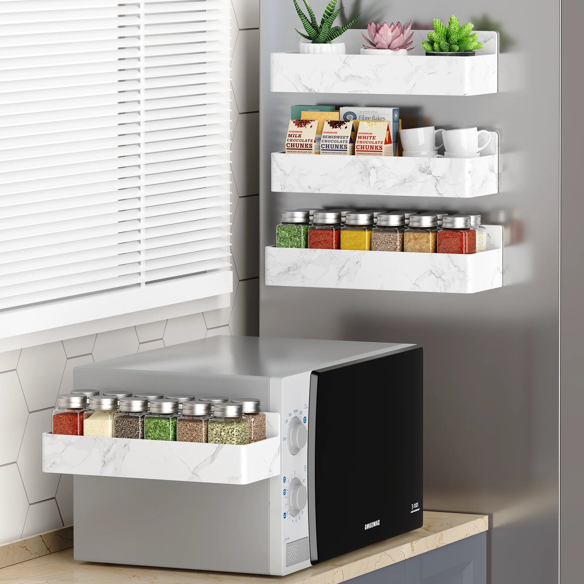 4PCS Magnetic Spice Storage Racks Multicolor Plastic Fridge Shelf Cabinet Organizer Kitchen Accessories the Side of Refrigerator