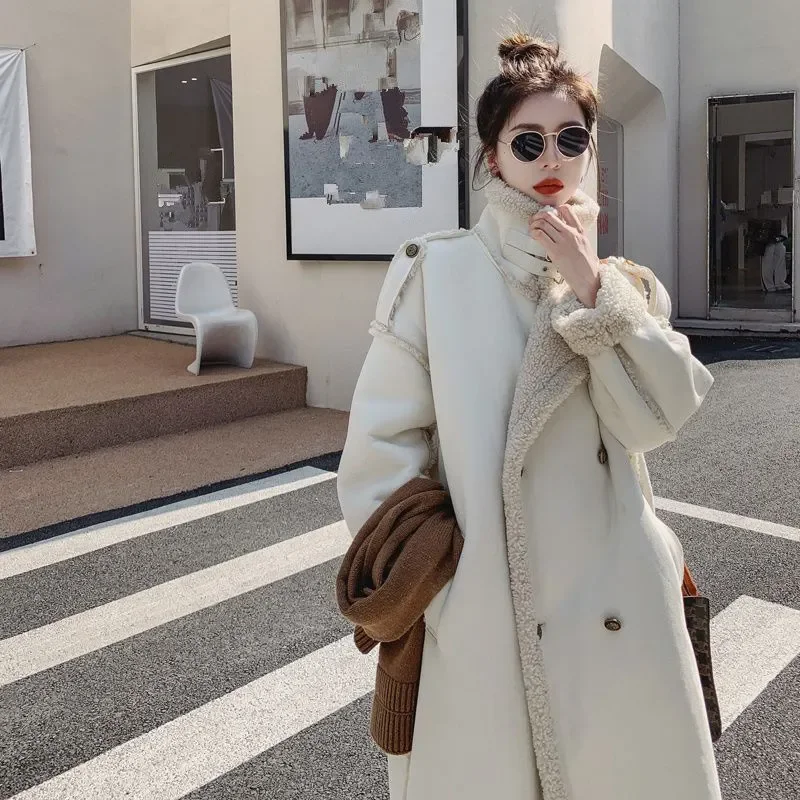 

Winter 2025 New Y2k Imitation Lamb Wool Jacket Women's Overcoat Mid-Length Thicke Warm Parka Loose Fur One-Piece Coat Outwear