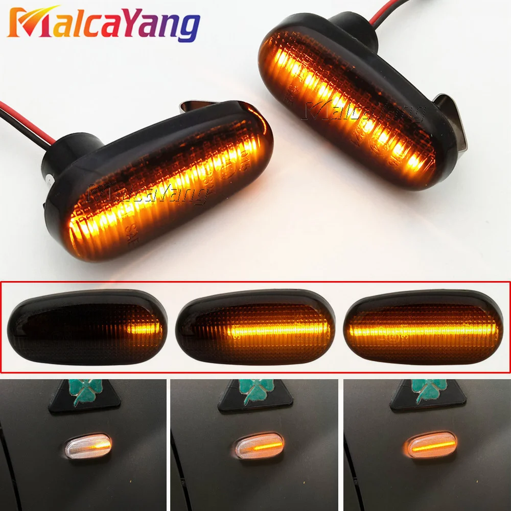 Para alfa romeo mito 955 147 gt 937 fiat bravo 2 dinâmico led lado marcador luzes seta pisca pisca pisca lâmpada 2 pçs