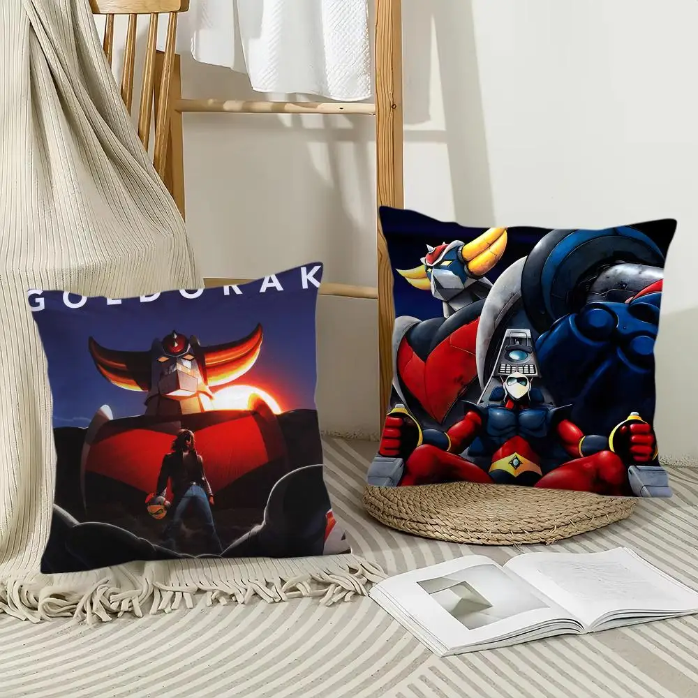 M-Mazinger Grendizer Goldorak Cushion Cover Pillow Case Short Plush Square Throw Pillow Covers Pillowcase Sofa Home Decor Gift