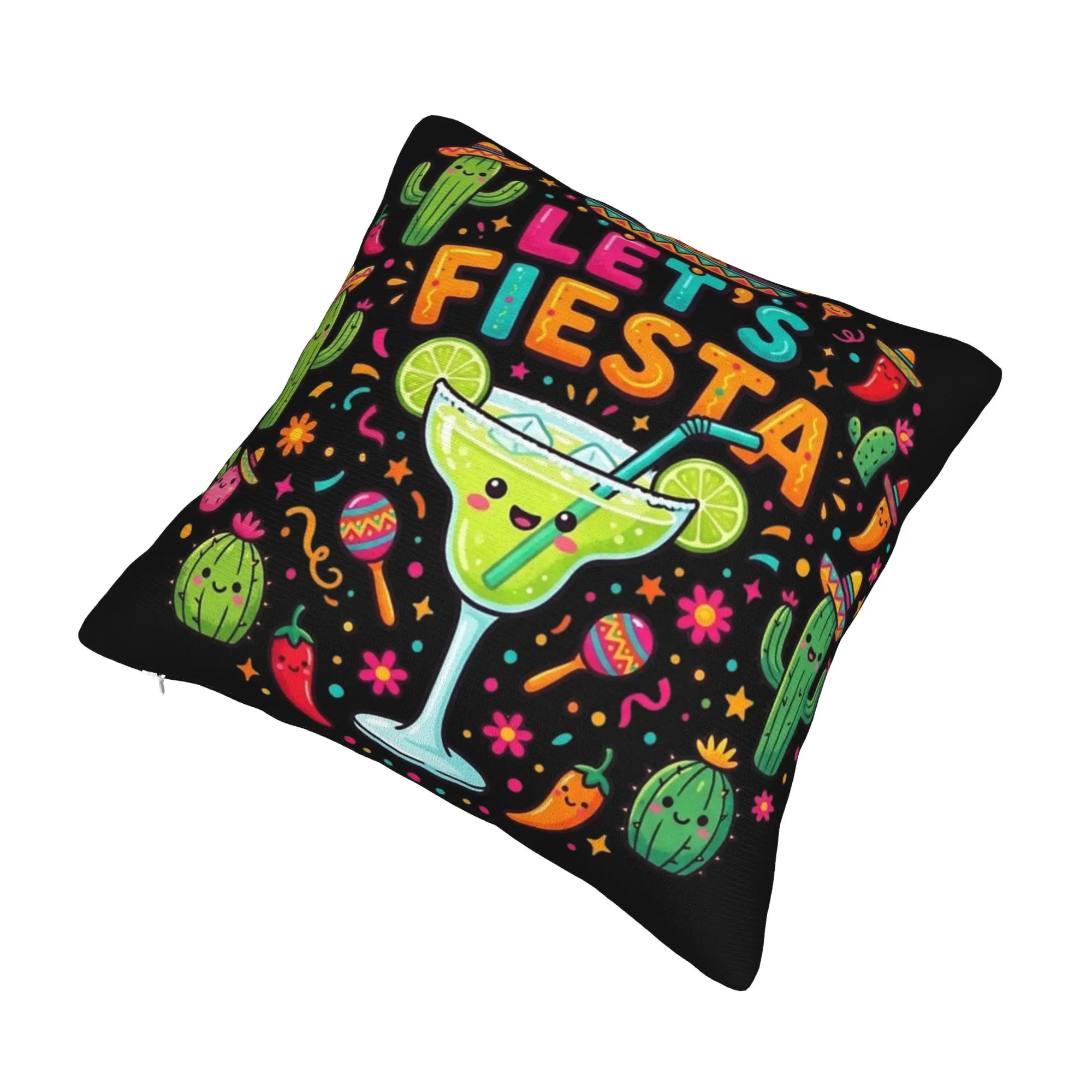 Let's Fiesta Cinco De Mayo  Pillow Covers Accessories Printed Cushion Cover Gift  Throw Pillow Case Cover Home Multi-Size