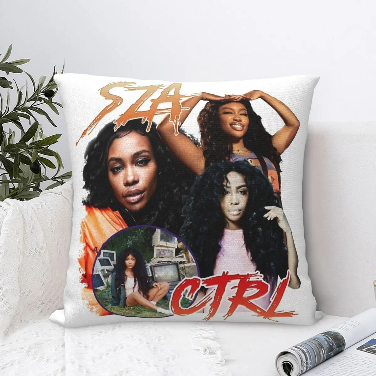 Streetwear SZA CTRL Hip Hop Harajuku Square Pillow Case SZA Cushion Covers Awesome Zippered Decor Pillowcover for Seat 45x45cm