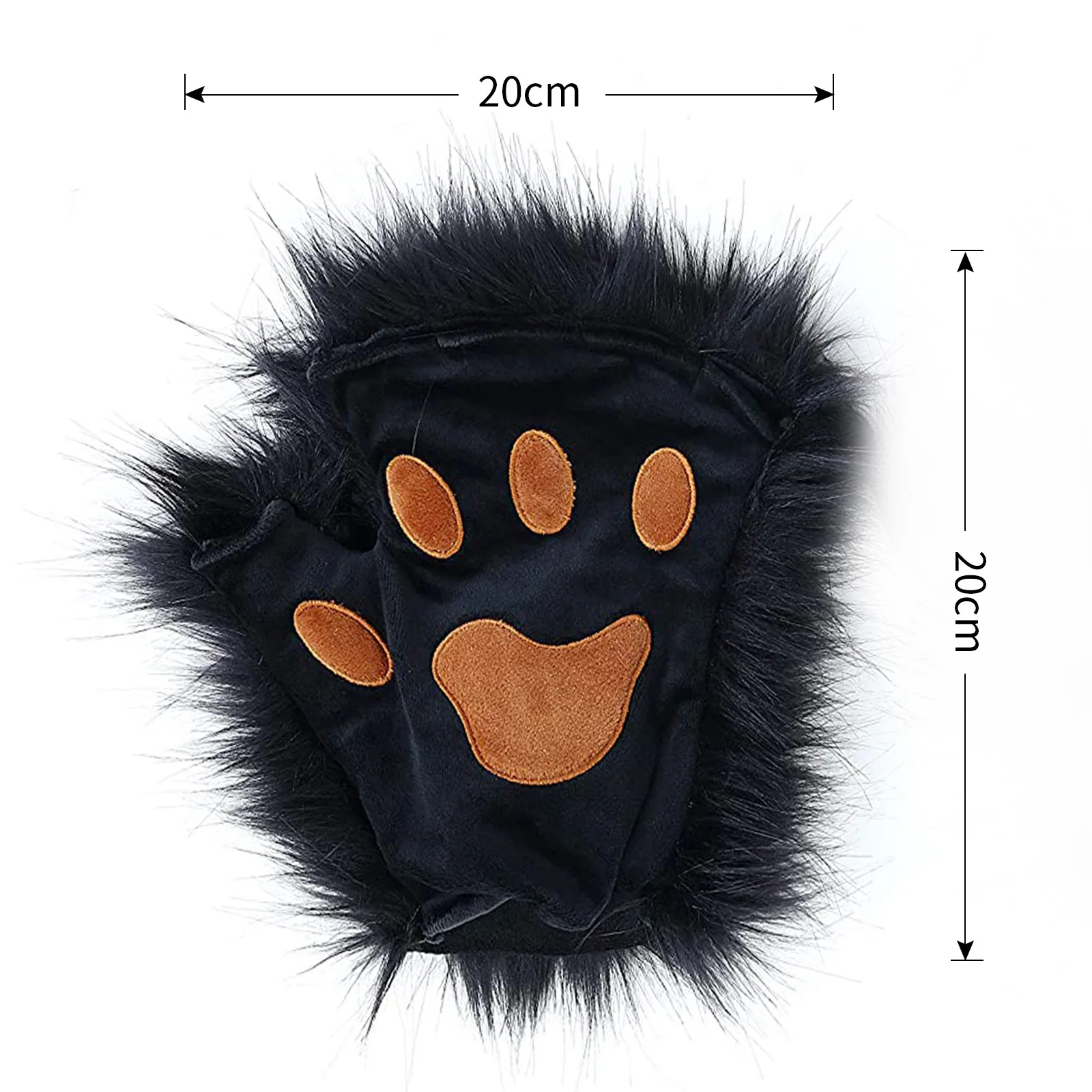 Masquerade Faux Fur Fox Cat Ear Hairband，Long Tail，Beast Claw Gloves Cosplay Accessories Set Animal Costume