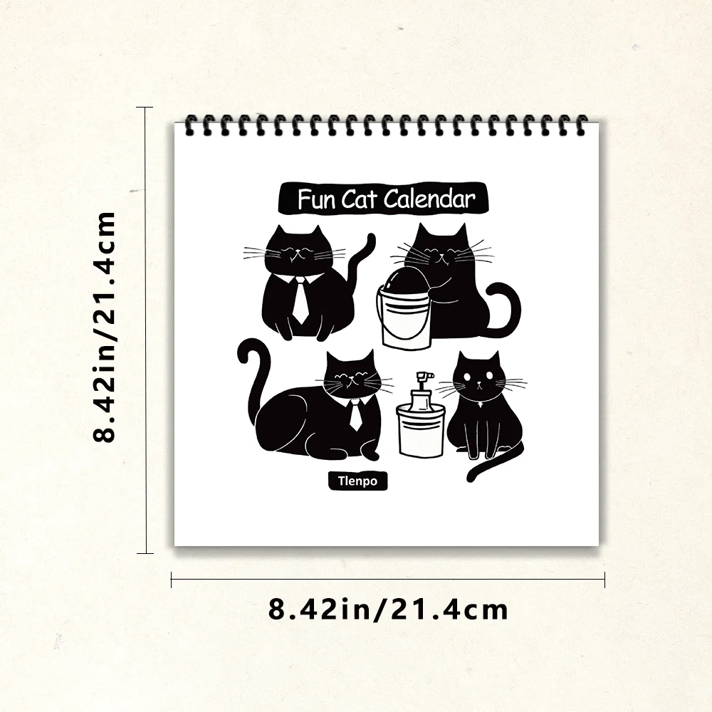 1pc 2027 Wall Calendar, Line Art Black Cat,12-Month Monthly Planner, Perfect Gift For Back-to-School Season, Christmas, New Year