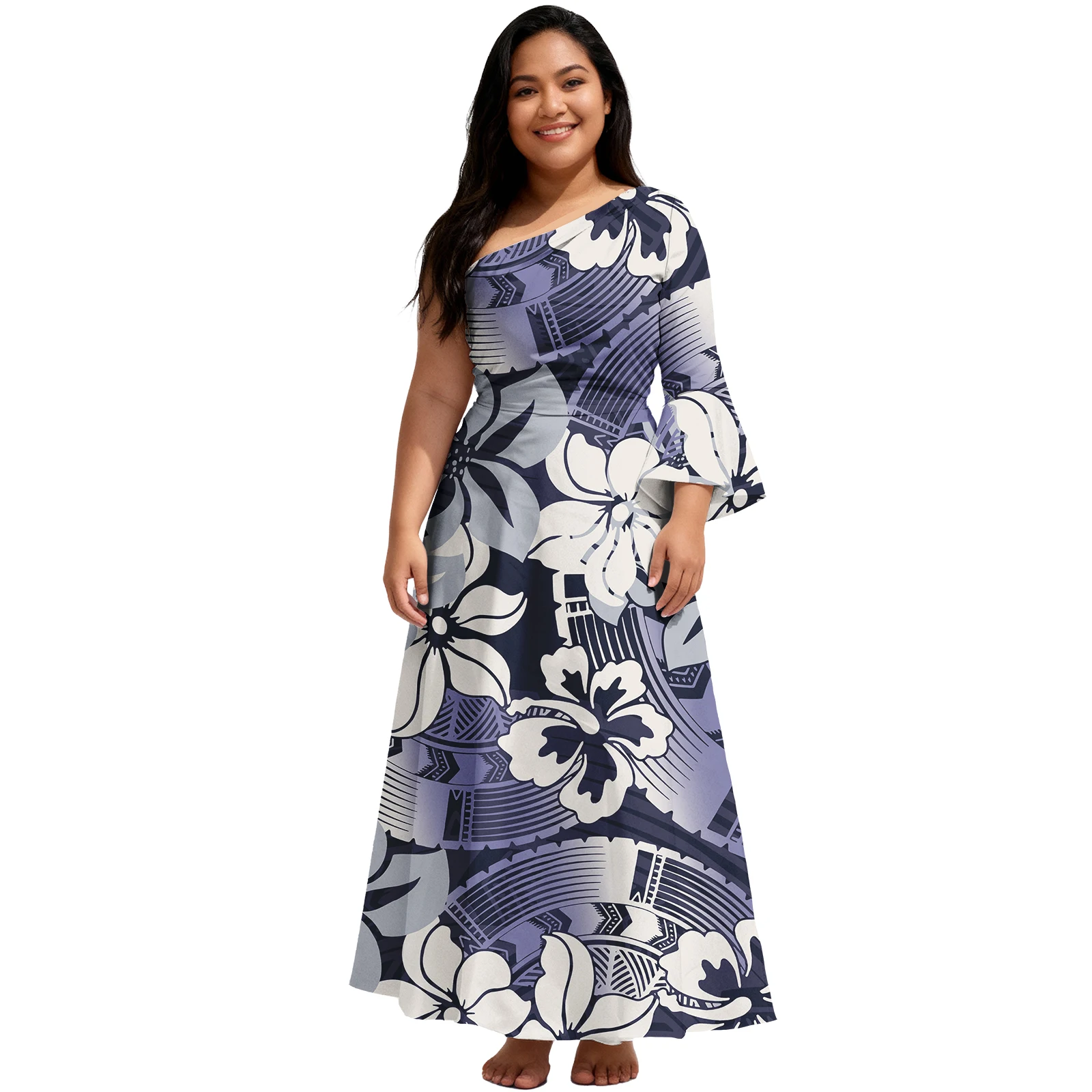 فستان للسيدات بتصميم جزيرة هاواي بشعار مخصص، ملابس ساموا الراقية كبيرة الحجم، فساتين نسائية أنيقة عصرية بولينيزية