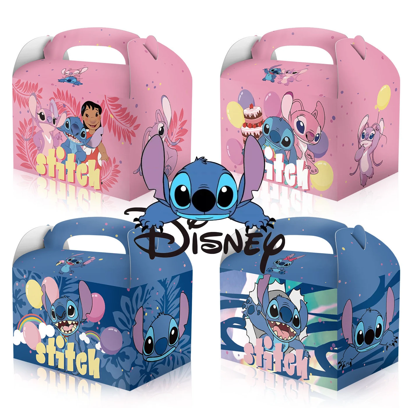 Stitch Gift Boxes for Children, Cartoon, Candy Cake Box, Birthday Party Decoration, Baby Shower Supplies, 12PCs