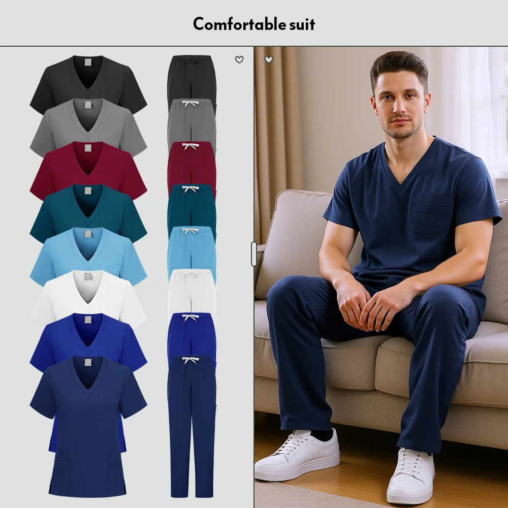 الدعك الرجال النساء بالجملة الدعك الزي الطبي عداء ببطء مجموعة الممرضات اكسسوارات عيادة الأسنان الحيوانات الأليفة الاستمالة فرك السراويل العليا مجموعات