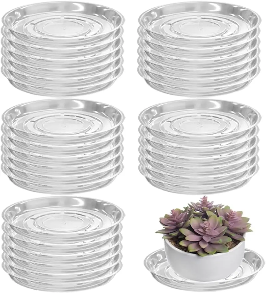 

30 Packs 18" Extra-Large Clear Plant Saucers for Indoor Outdoor Use Heavy Duty Plastic Plant Trays for Planter Bulk Flower Pot D