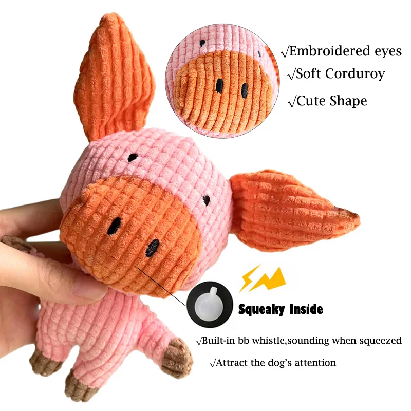 Plush Dog Toy for Small Medium Pets Funny Interactive Squeaky Toys Cow/Pig Shape Stuffed Dog Chew Toy Supplies