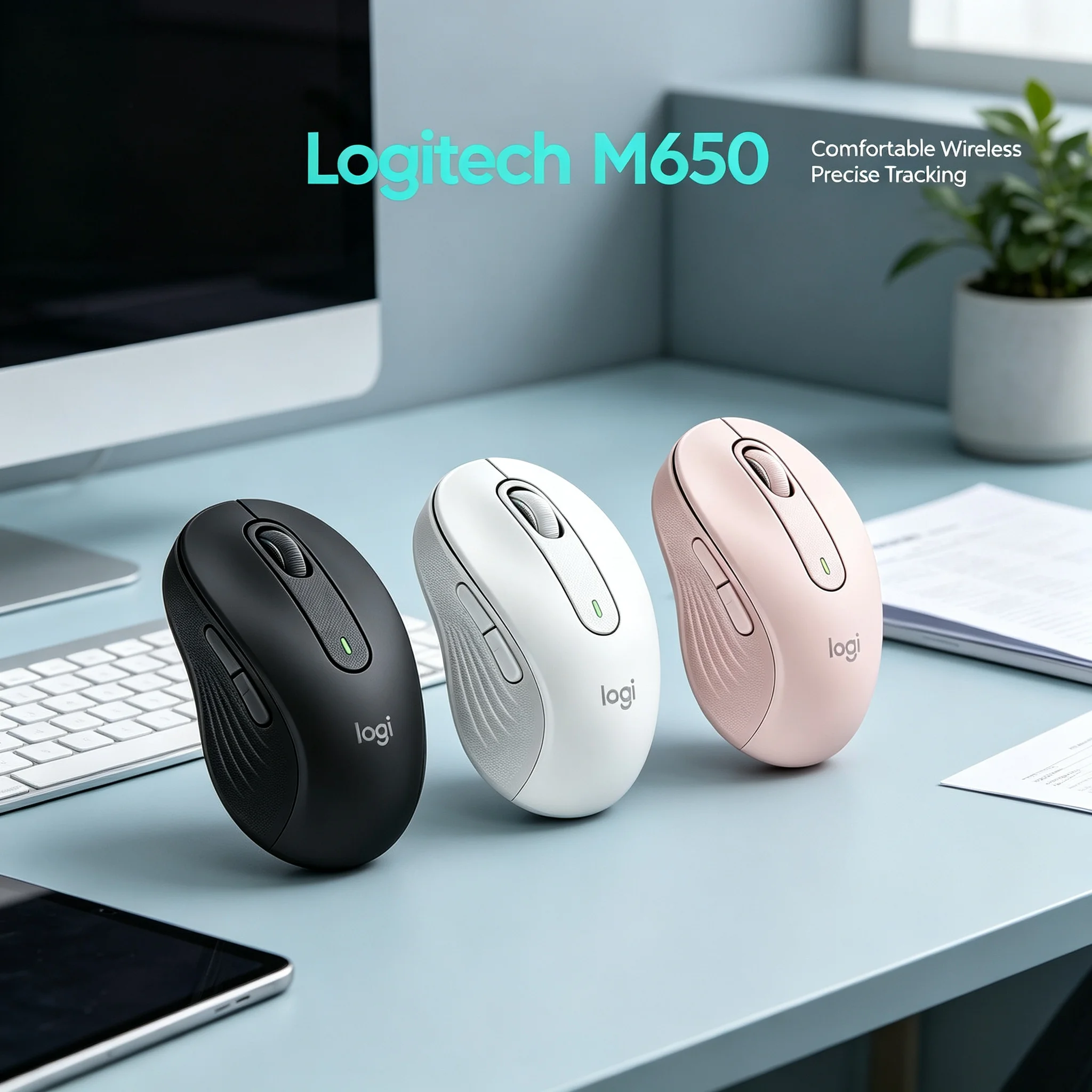 Logitech Signature M650 Quiet Click Wireless Office Mouse Bluetooth Logi Bolt SmartWheel 3 Colors Desktop Workstation Accessory