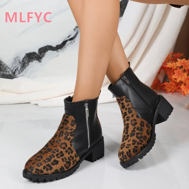 Large size new fashion short boots for women with thick heels short tube zipper decoration fashionable western short boots