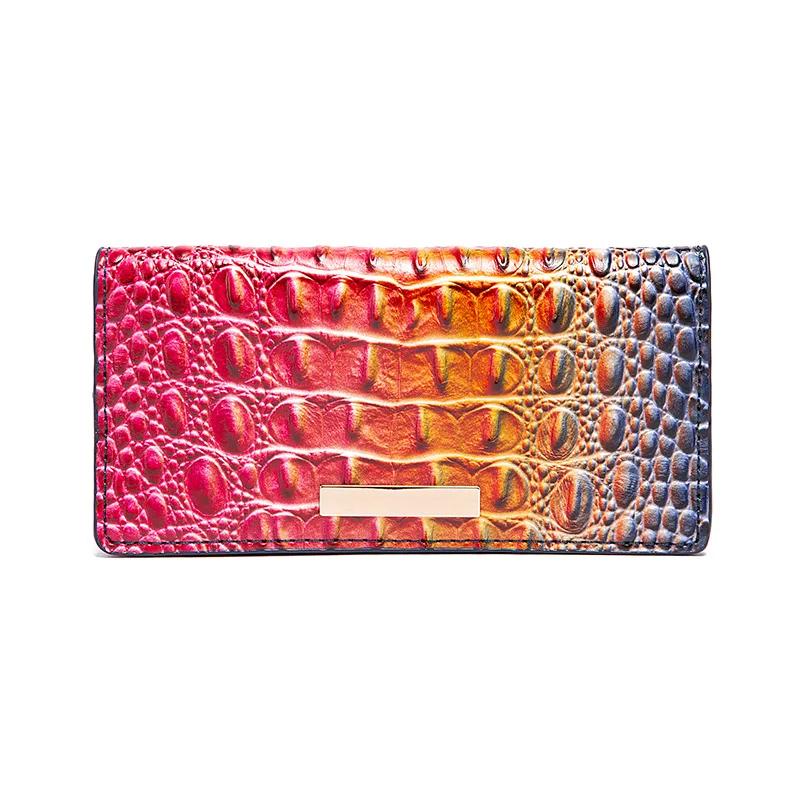 Fashion US Vintage Women Wallet Crocodile Patterned Brahmin Clutch Bag PU Leather Coin Purse Cardholder Wallets for Woman