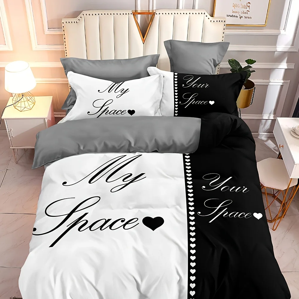 3pcs Game Controller Pattern Black Duvet Cover Set (1 Duet Cover + 2 Pillow Case), Chemical Fiber Brushed Quilt Cover