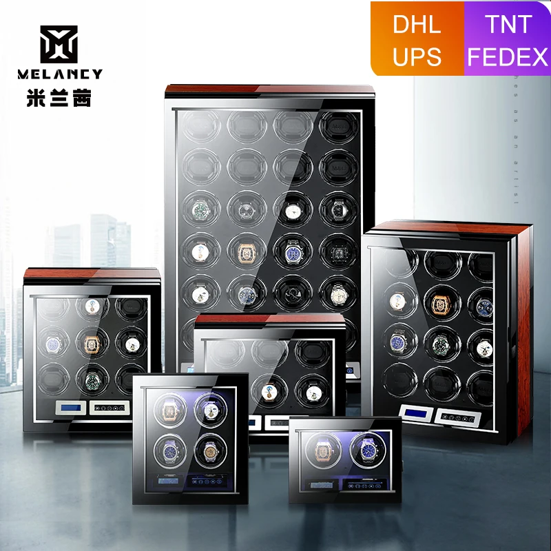 

MELANCY High Quality Watch Winder for 2 4 6 9 Slot Automatic Watches with Mabuchi Motor LCD Touch Screen Wooden Watch Safe Box