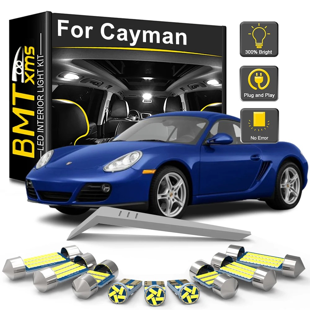

BMTxms 14 шт. для Porsche Cayman 987 S 2005 2006 2007 2008 2009 2010 2011 2012 светодиодный внутренний светильник Canbus купол для чтения багажника автомобиля
