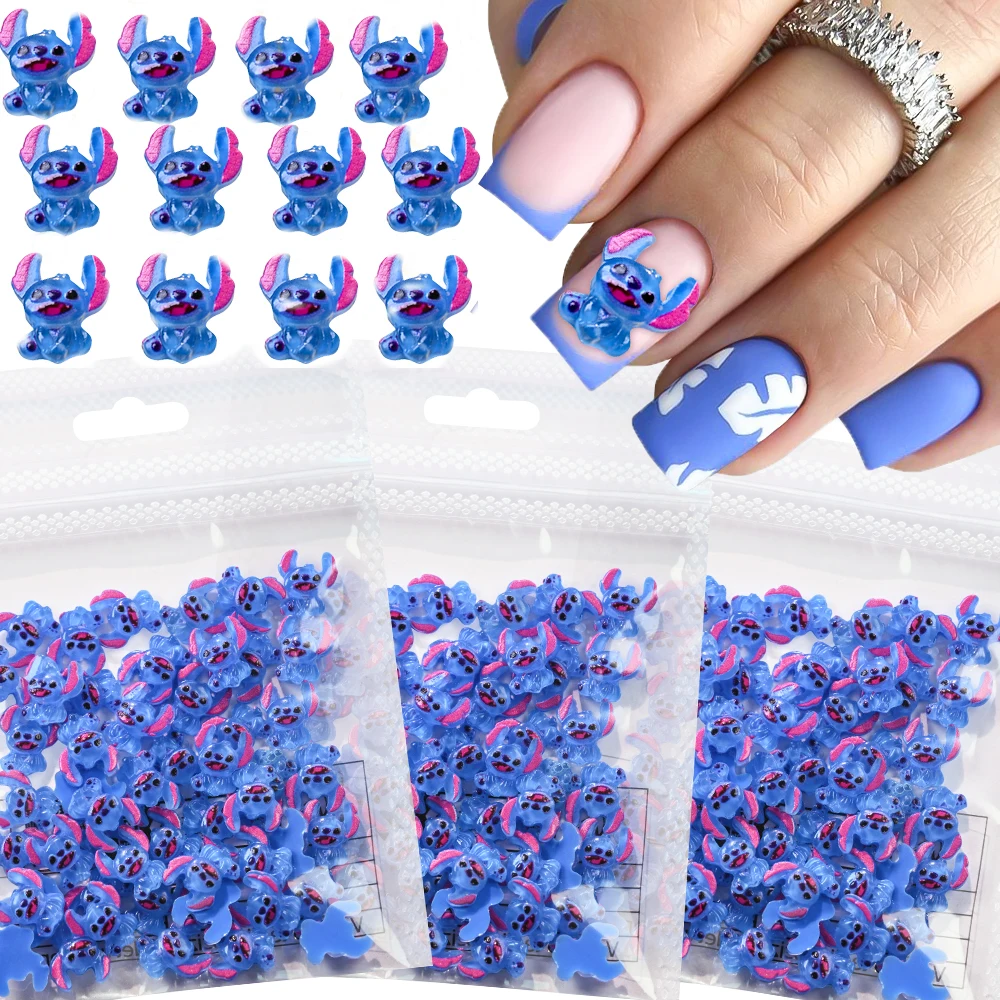 ﻿ Mini breloques pour Nail Art, point bleu, mignon et amusant, dessin animé, accessoires pour Nail Art, personnage d'anime Y2K, fournitures de manucure, 50 pièces/sac