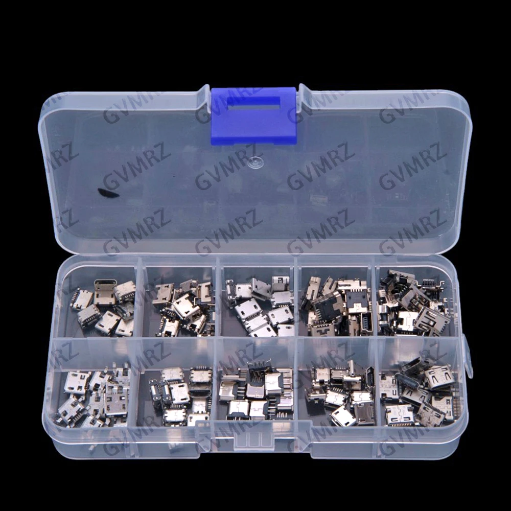 ​​100PCS 10Values Multiple Sizes of Android Charging Charging Jacks Micro MINI USB Female Connector