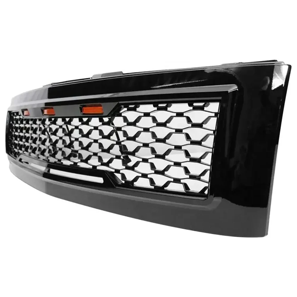 Front Bumper Grill Upper Trim Mesh Cover Grille Fits For Chevrolet Silverado 1500 2007-2013 Racing Grills Car Modification Parts