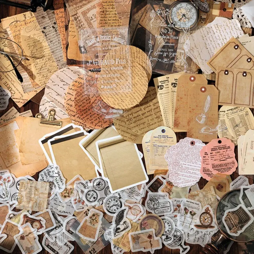 Mr. Paper 4 Styles 200pcs/bag Vintage Coffee Stickers Creative Painting Exhibition Hand Account Decorative Stationery Stickers view 4