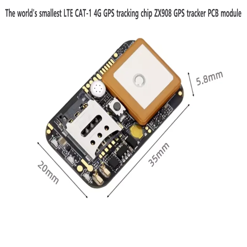 El más pequeño al mundo LTE CAT-1 4G GPS Chip de seguimiento ZX908 GPS Tracker módulo PCB para desarrollar Mini 4G GPS Trackers