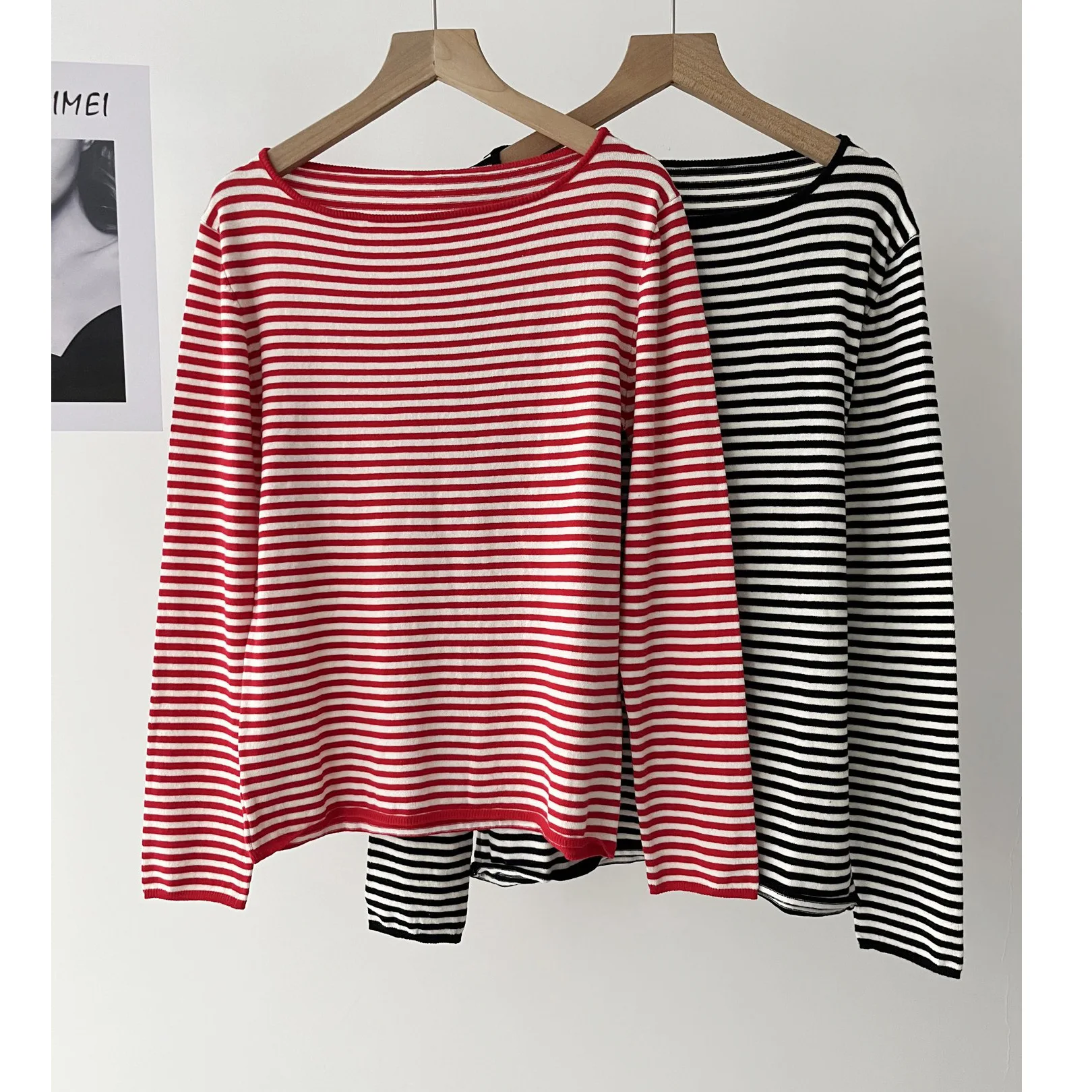 

Женский вязаный свитер в морском повседневном стиле в полоску в стиле ретро с воротником-лодочкой и длинными рукавами, осень 16a-1667