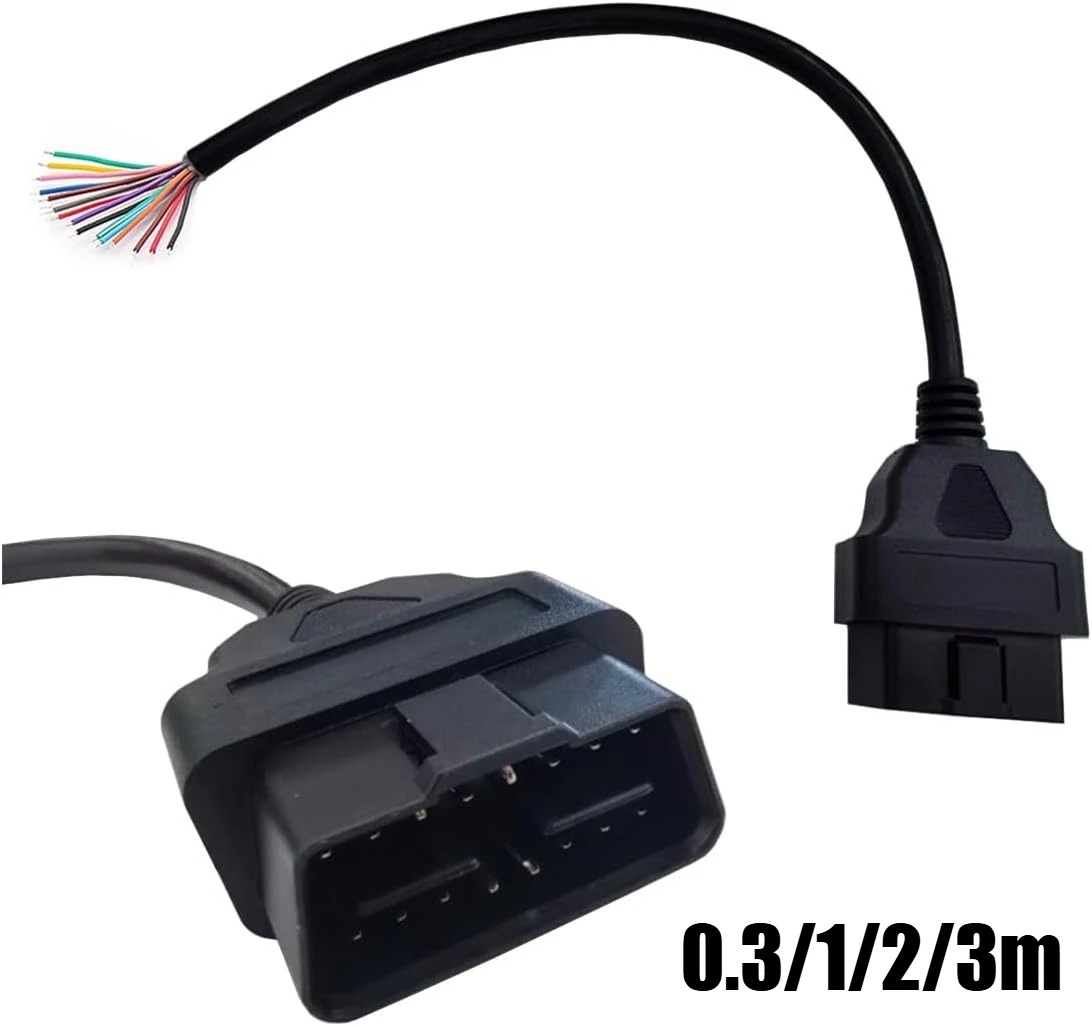 16 Pin OBD2 OBD-II Male Connector To Open Plug Wire, OBD Diagnostic Extension Cable Pigtail for Extension OBD2 Opening OBD Cable