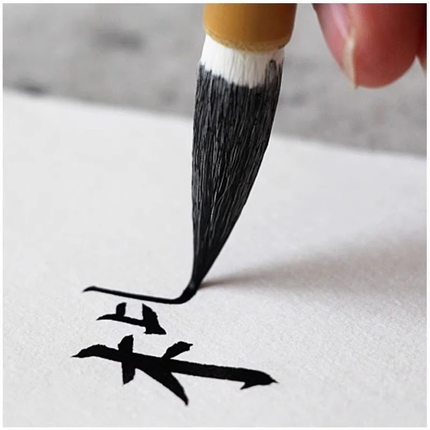 Brush Pen for Calligraphy & Art Supplies, Mixed Wolf/Goat Hair, Bamboo Handle,Beginner Kit for Painting, Writing, Student School