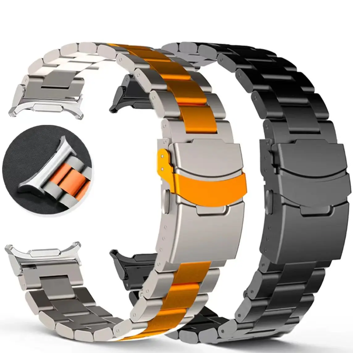 สายสแตนเลสสตีลสำหรับนาฬิกาซัมซุงกาแล็คซี่สายนาฬิกาอัลตร้า47มม. สายโลหะธุรกิจสำหรับ Galaxy Watch ultra LTE 47มม.