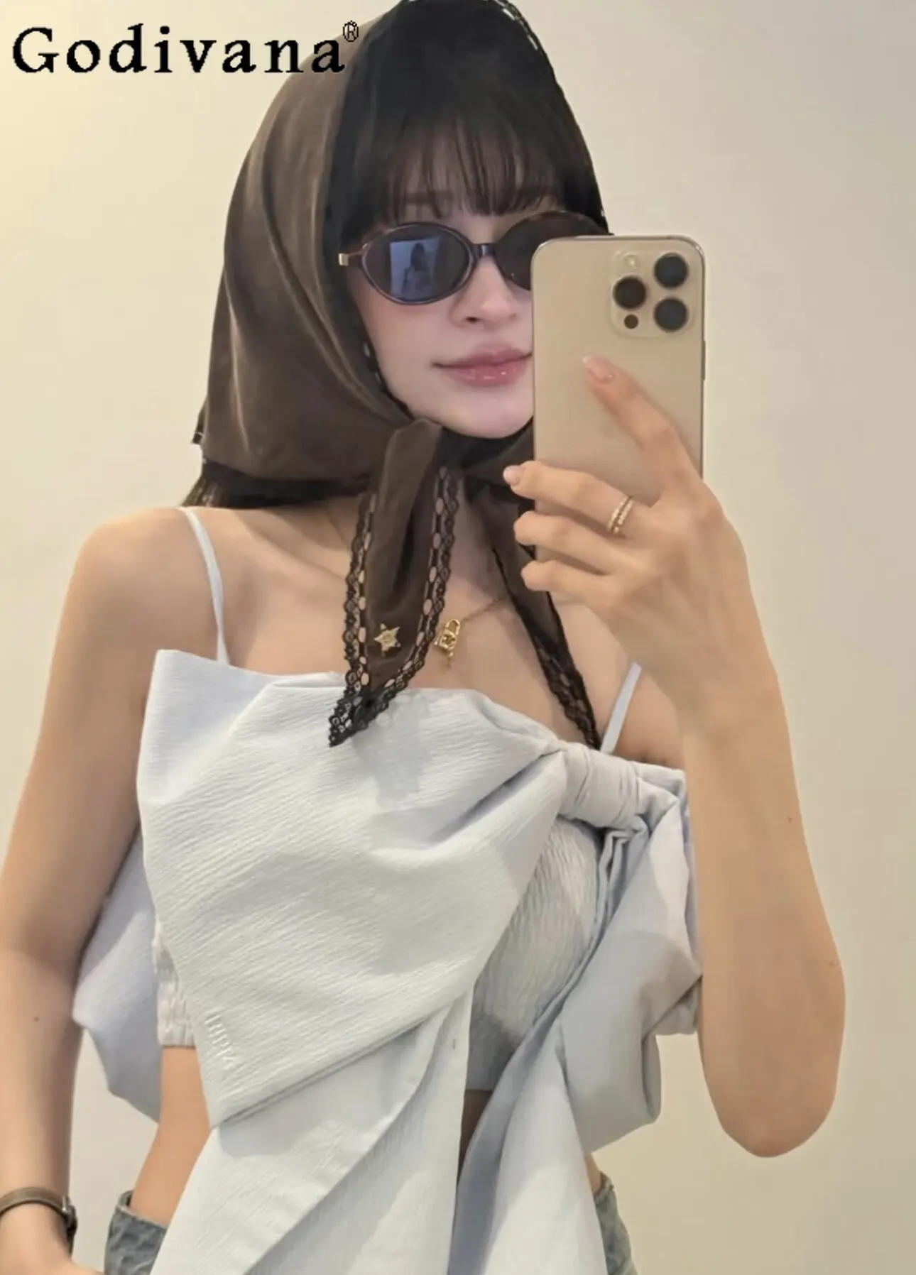 

New 2026 Japanese Style Fashion Sweet Women's Big Bow Camis Summer Cute Top Clothes Girls Sweet Elegant Short Tank Top Women