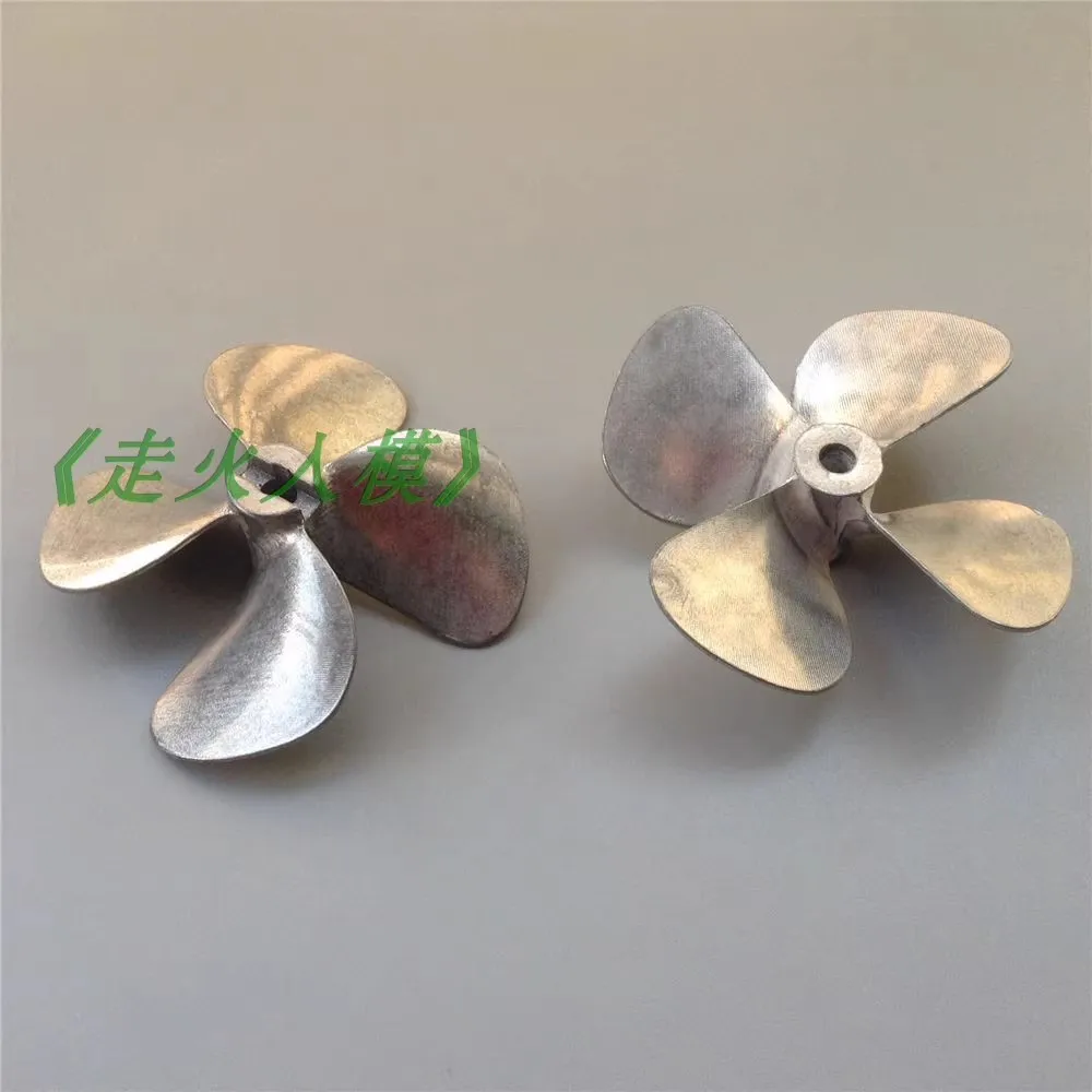 Vierblatt-Propeller, 60 mm Durchmesser, 4 mm Loch, ferngesteuertes Segeln, Modellboot, Zinklegierung, runde Klingen