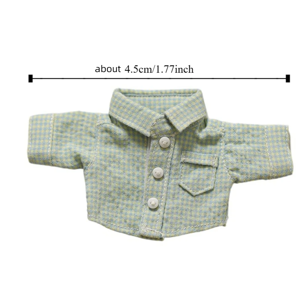 12cm Doll Clothes Versatile Tops Lapel Shirt Fashion Stripe Blouse For Cotton Stuffed Dolls Toys Accessories Idol Doll Outfit