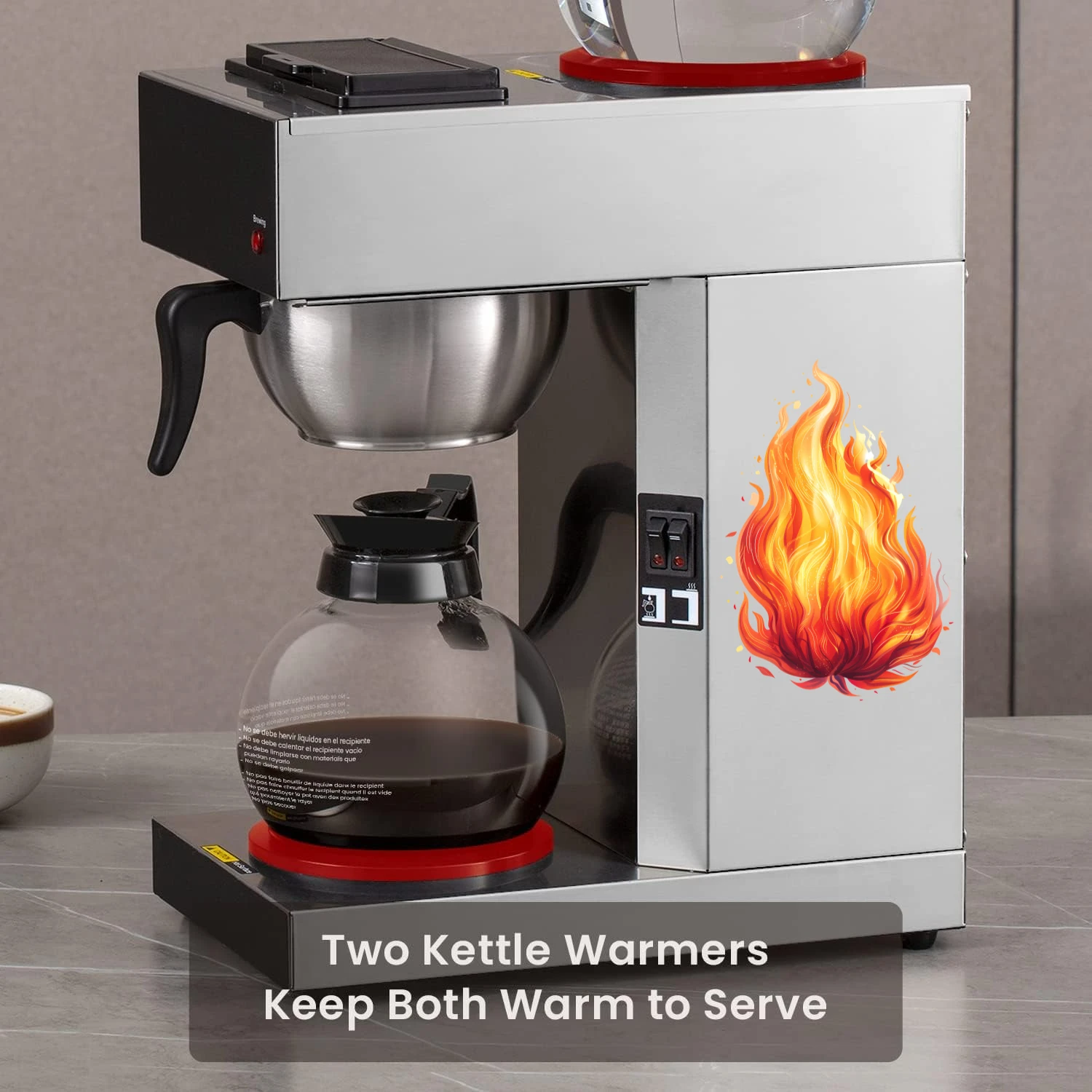 

12-Cup Commercial Drip Coffee Maker, Pour Over Coffee Maker Brewer with 2 Glass Carafes and Warmers, Stainless Steel Cafetera