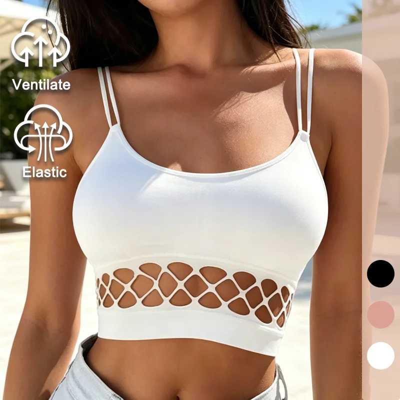Cross Beautiful Back Bra Vest Breathable One Size Black Pink Hollow Chest Wrap Lingerie Summer Workout Fashion Vest