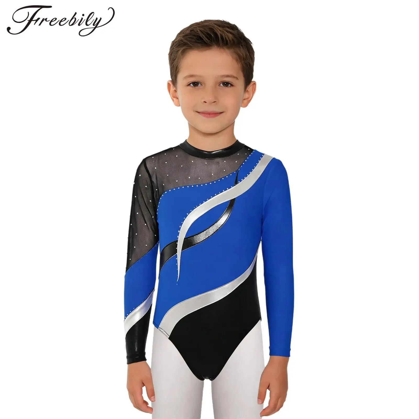 

Детский гимнастический купальник для мальчиков и девочек, спортивный купальник с длинными рукавами для балета, танцев и соревнований