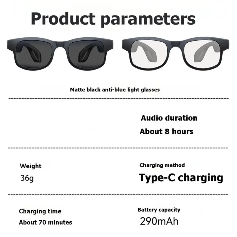 A37T-AI Smart Glasses Multifunction Touch Music Playback Remote Camera Control Voice Assistant BT Glasses Smart Sunglasses view 5