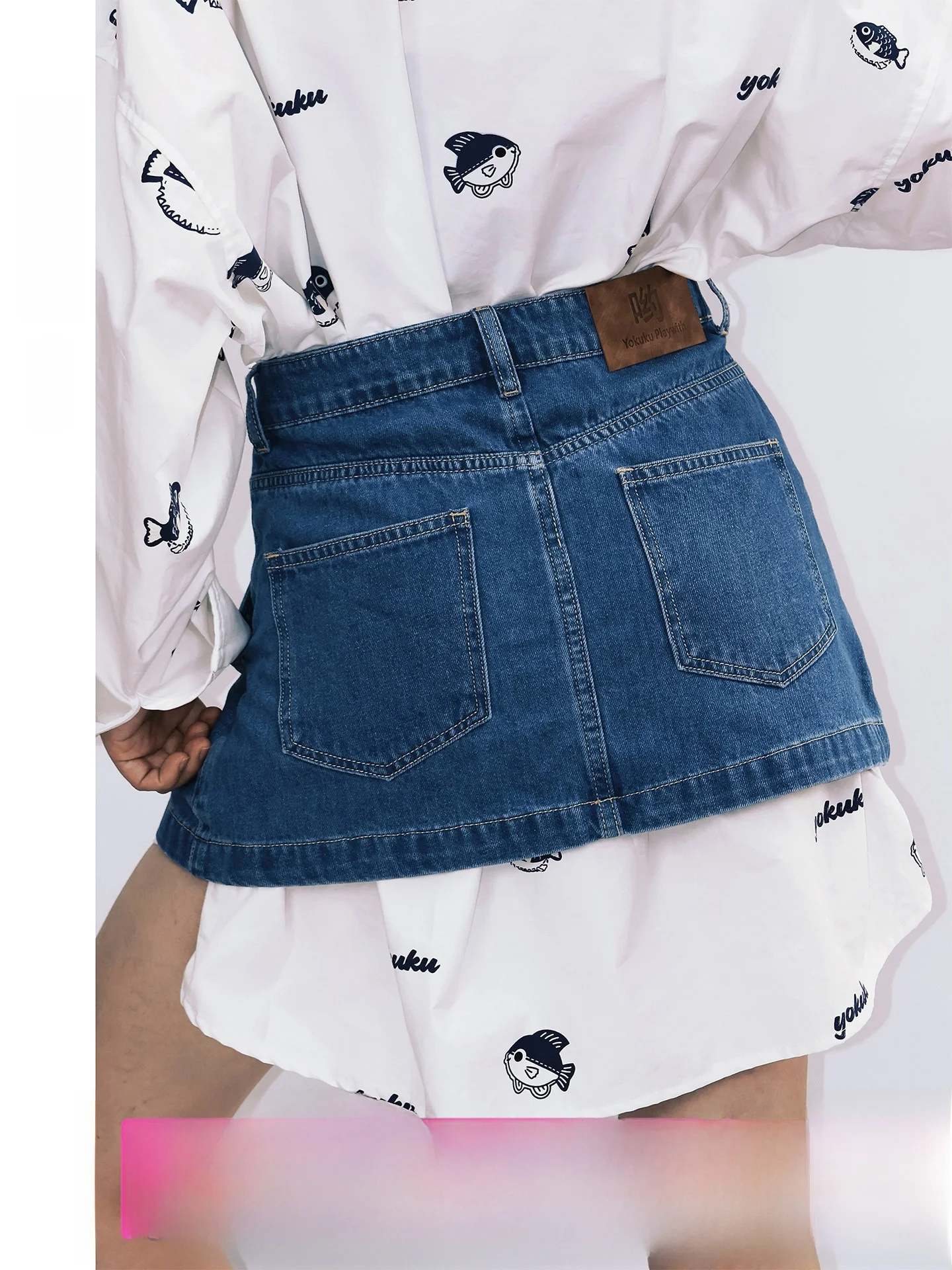 

American Style Denim Skirt Women's Retro Waist Belt Versatile Cotton Casual Fit A-Line Skirt mid Waist Design