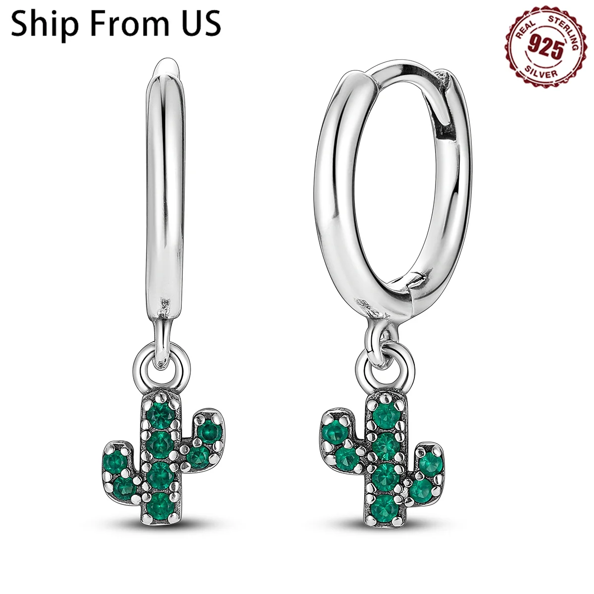 Hot 925 Sterling Silver Cactus Plant Series Drop Earrings For Woman Fashion Party Gifts Elegant S925 Fine Jewelry Accessories