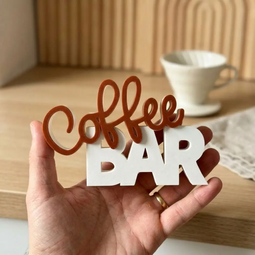 Two-Tone Color Coffee Bar Tabletop Statue Minimalist Coffee Themed Coffee Tray Decor Figurine Geometric Lines Plastic