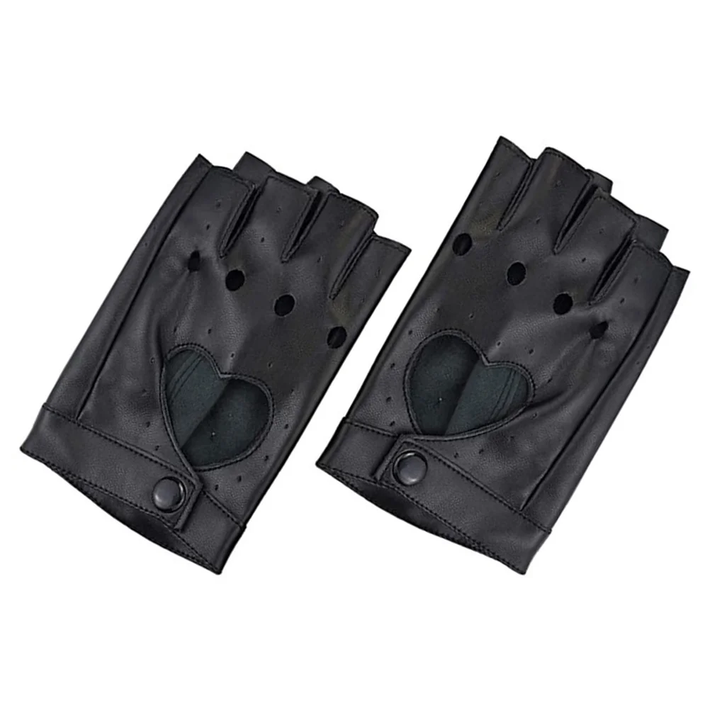 1 زوج قفازات نسائية بدون أصابع سوداء قصيرة موضة نادي الرقص ملابس الحفلات تصميم قلب مثير لأداء المسرح التأثيري #5