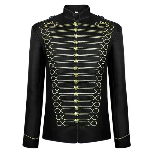 Imagen 2 del producto Chaqueta de moda, abrigo de banda, abrigo de baterista, chaqueta de disfraz de Cosplay, desfile Medieval para hombre, cuello levantado Retro, otoño