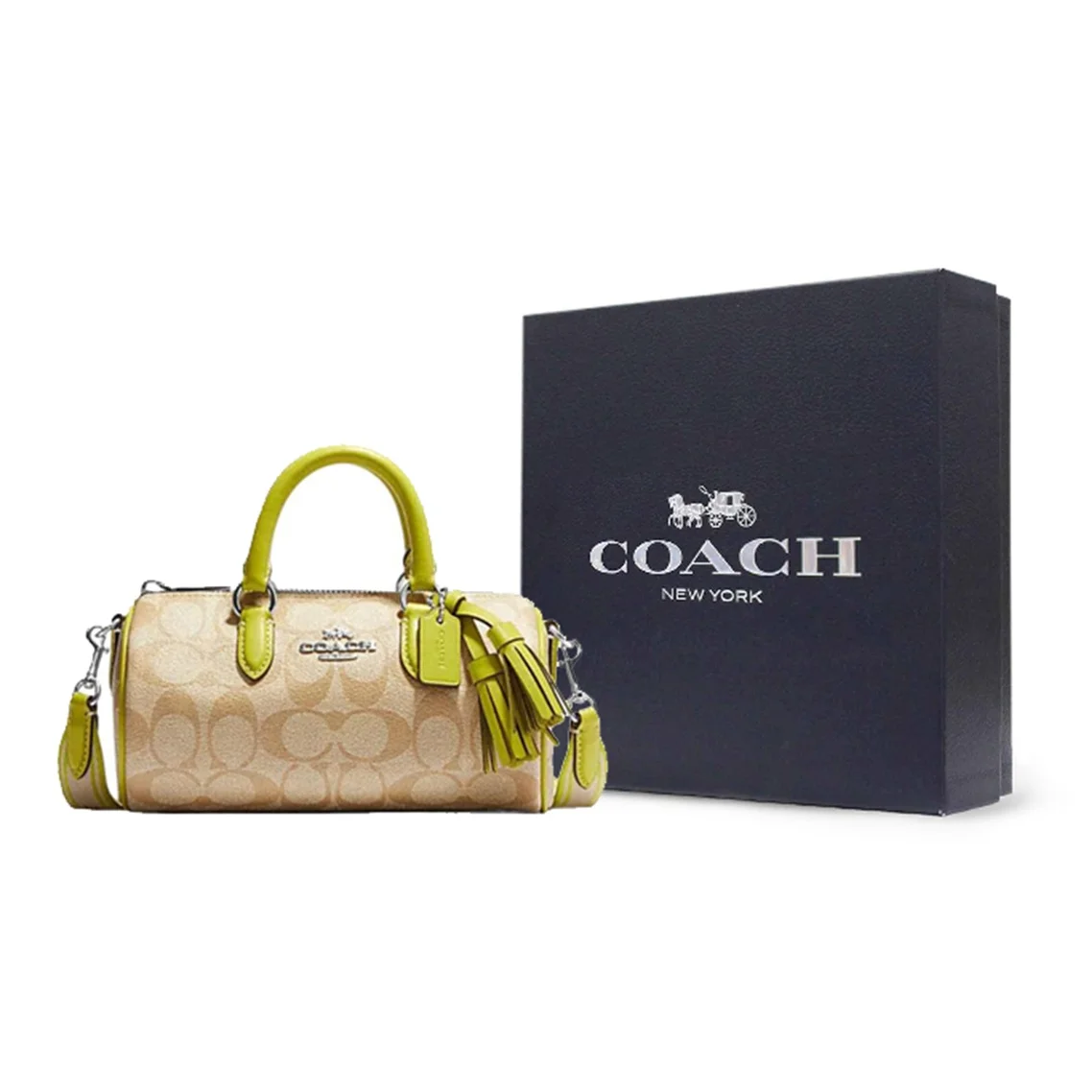 COACH Lacey Coated Canvas With Leather Handbag Small Women's Brown & Yellow CB874-SVVRE
