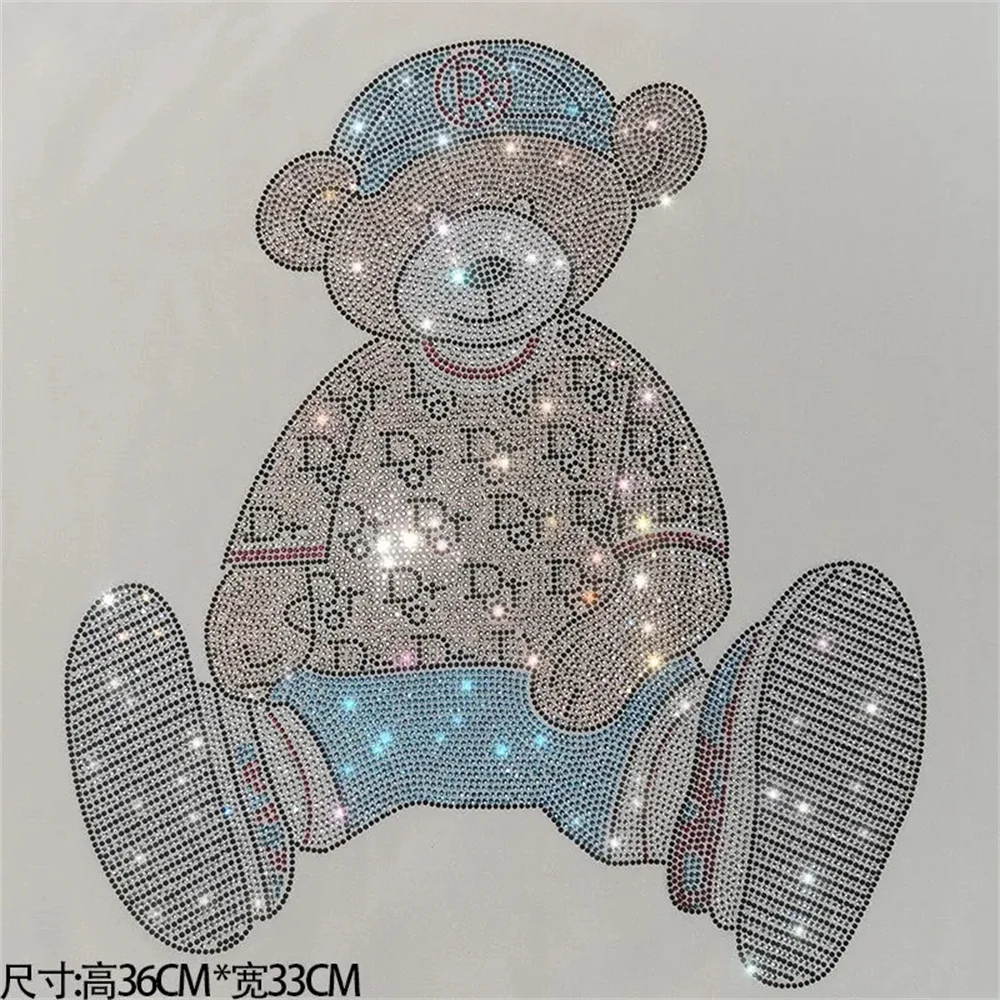 Exquisite shiny Cute Cartoon Bear fashion large cloth paste hot diamond Sequin DIY clothes decoration patch clothing accessories