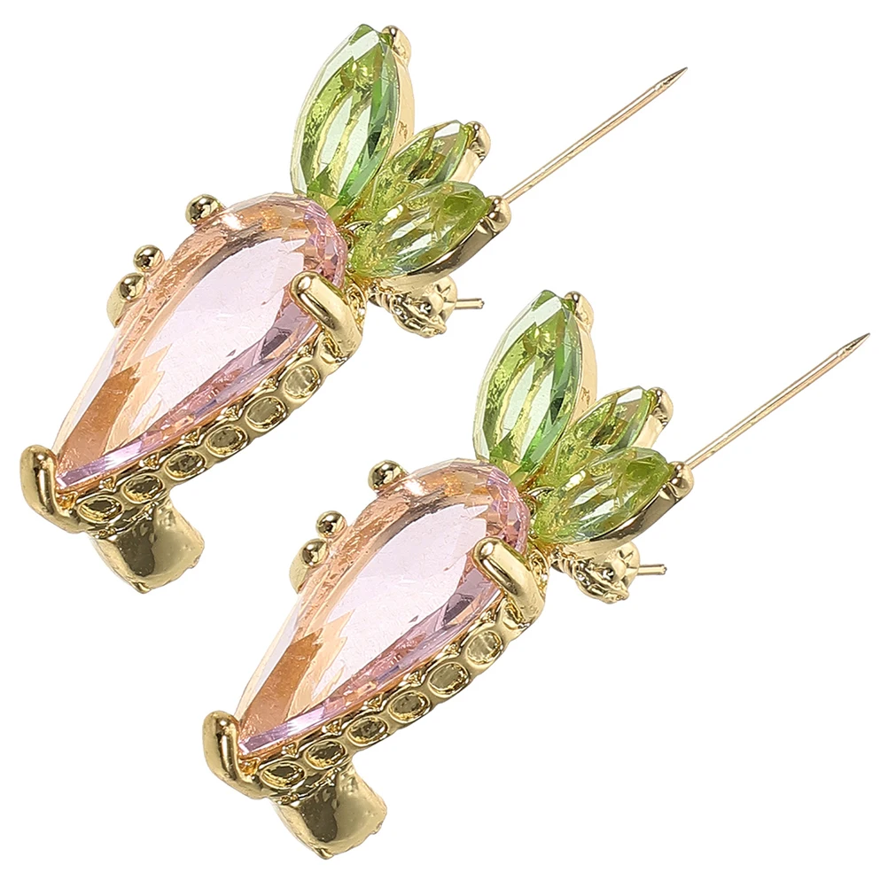 

2pcs Carrot Brooch Pins Zinc Alloy Cute Brooches for Shirts Dresses Lapel Scarves Anti-Exposure Buckle Durable Vintage Style