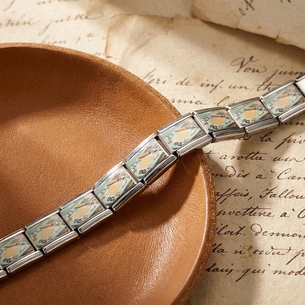 Nueva Colección de Moda para Aficionados: Dijes de Guitarra y Repostería, Eslabones Italianos para Pulseras de 9mm, Joyería de Acero Inoxidable para Creación DIY
