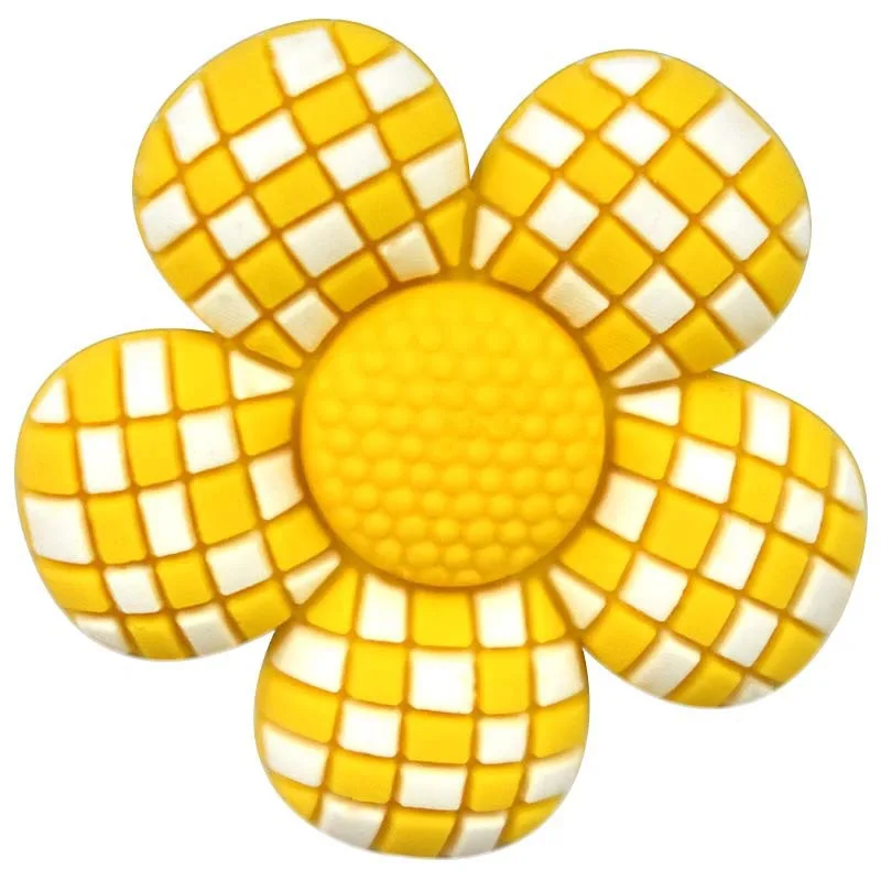 1-10Pcs Checkered Flowers PVC Shoe Charms Multicolor Clog Buckle Designer Decorations Fit Kids Birthday Gifts