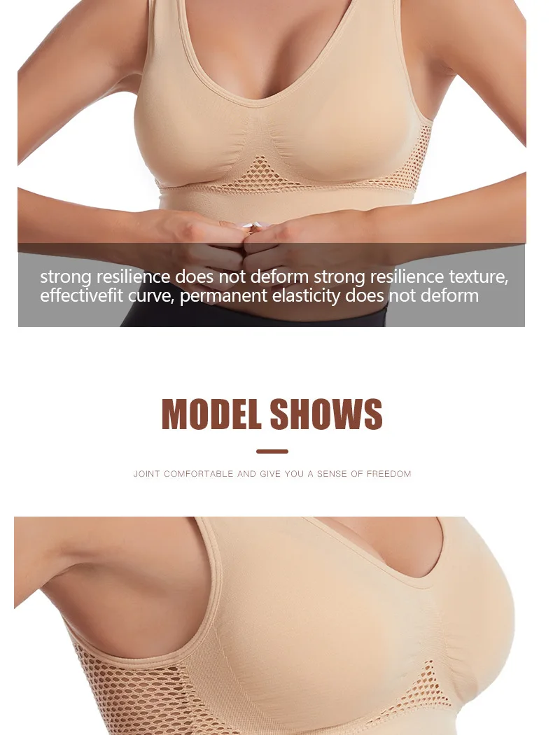 Stoßfester Sport-Yoga-BH für Frauen mit herausnehmbaren Brustpolstern, S-7XL, sexy elastischer Rücken, Baumwoll-Schlaf-BH, bequemes Schlafoberteil. – Detail 17