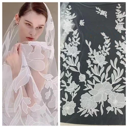 Laser Cutting Flower Tulle Mesh Fabric Bridal Wedding Dress Gown 2023 NEW Fabric